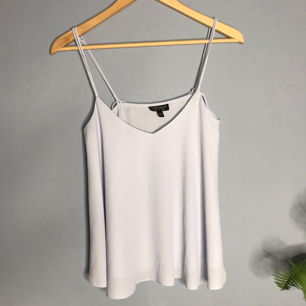 Topshop Light Blue Flowy Tank Top Bow Blouse